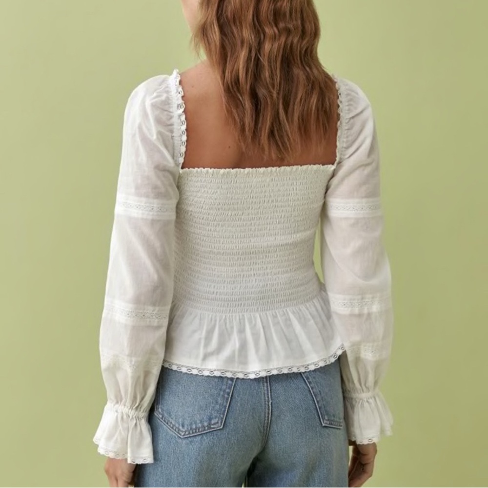 Reformation Roland Top In White Size Extra Large - Picture 3 of 9